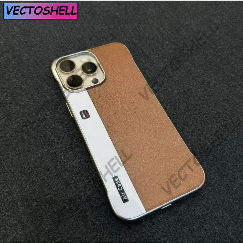 

Luxurious dual-color borderless phone case for iPhone 16 13 14 12 15 Pro Max Plus with color-coordinated leather shockproof case