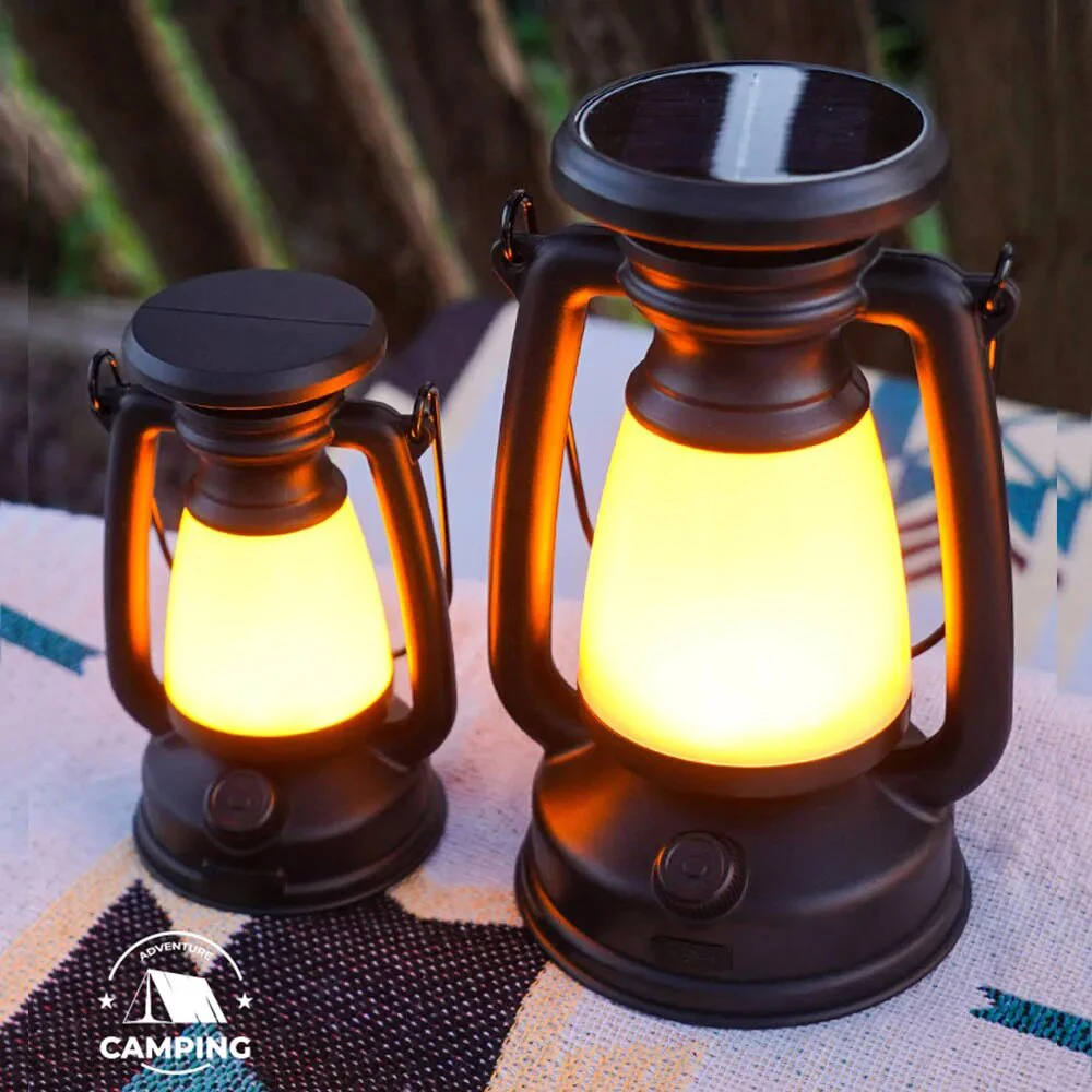 USB Rechargeable Camping Light Portable Camping Lanterns Hanging Tent Light 3000-5000K Stepless Dimming with Solar Charging