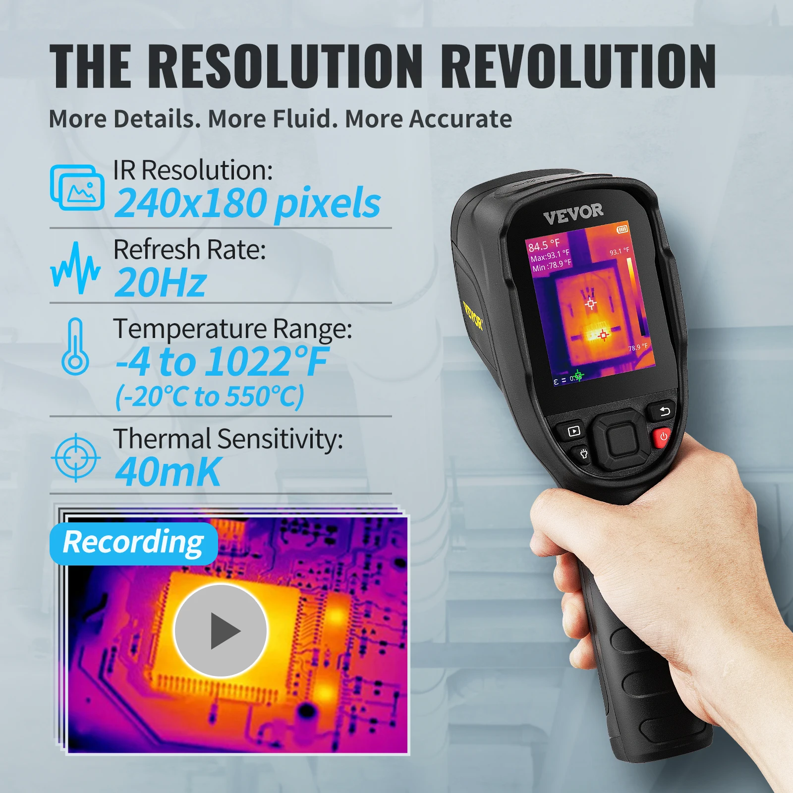 Kamera termowizyjna rozdzielczość 240x180 IR z 2MP kamerą wizualną kamera termowizyjna na podczerwień do naprawy rurociągów