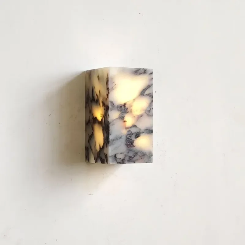 Modern Violet Marble Wall Sconce Natural Karakata Stone Lighting Fixture for Bedroom Living Room Interior Decor Elegant