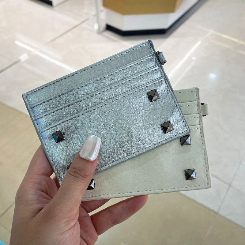 New Ultra Thin PU Leather Card Wallet Mini Size Multiple Slots Card Holder Solid Color PU Coin Purse Student Card Bag