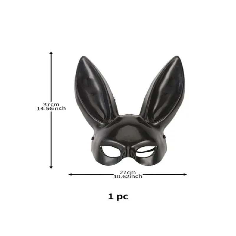 Masque de lapin noir et blanc, décoration de fête d'halloween, longues oreilles, Costume de Cosplay