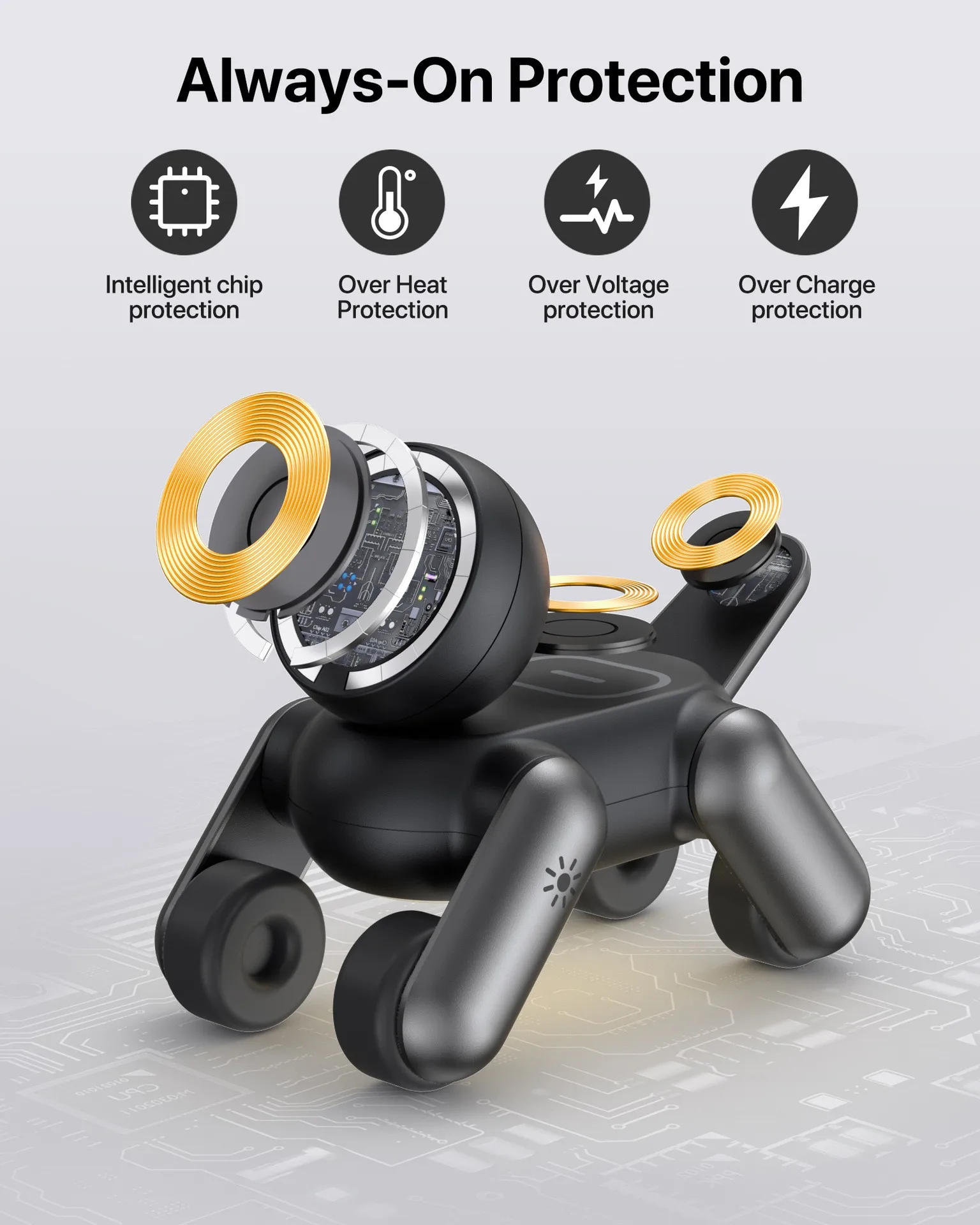 3-in-1 Magnetic Wireless Charger Portable MagSafe Robot Dog Holder Multi-Function Fast Charging Station for Phone Watch Earbuds - view 2