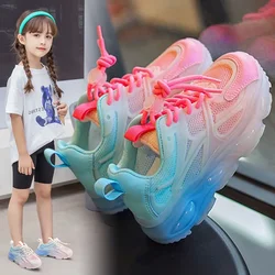 Baby Girls Sneakers Gradient LED Uncharge Light Running Walking Casual Shoes Kids Sports Shoes Breathable Light Up Flash Shoes