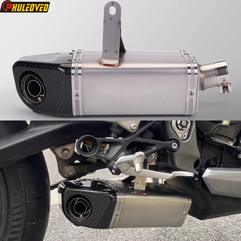 For Triumph Street Triple S 660 A2 2017-2022 Motorcycle Exhaust Slip-on Muffler with Real Carbon Fiber End Tip