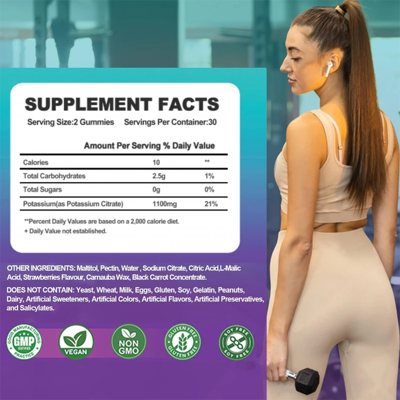 Potassium Citrate 1100mg Soft Candy, Magnesium Potassium Soft Candy Used To Support Leg Spasms and Muscle Health - Gluten Free