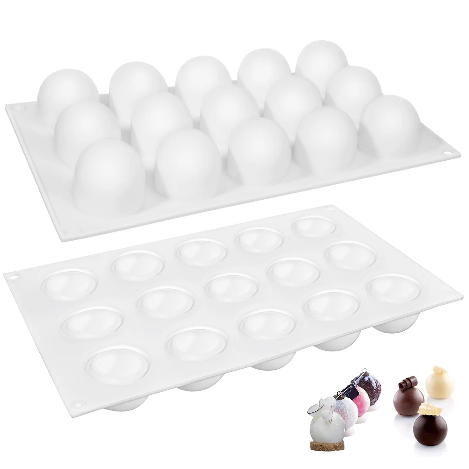 

2Pcs Mousse Ball Mold Round Silicone for Baking Chocolate Truffle Sphere Dessert Cake Fondant Cream Puck Pastry Kitchen Tool