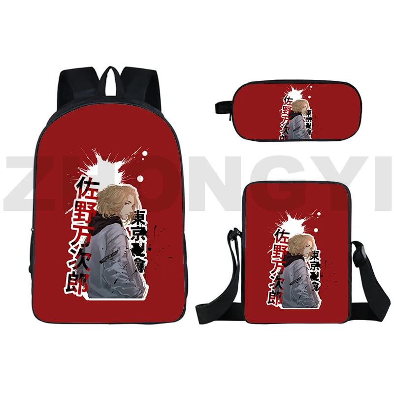 Classic Anime Tokyo Revengers 3D Print 3pcs/Set pupil School Bags Laptop Daypack Backpack Inclined shoulder bag Pencil Case