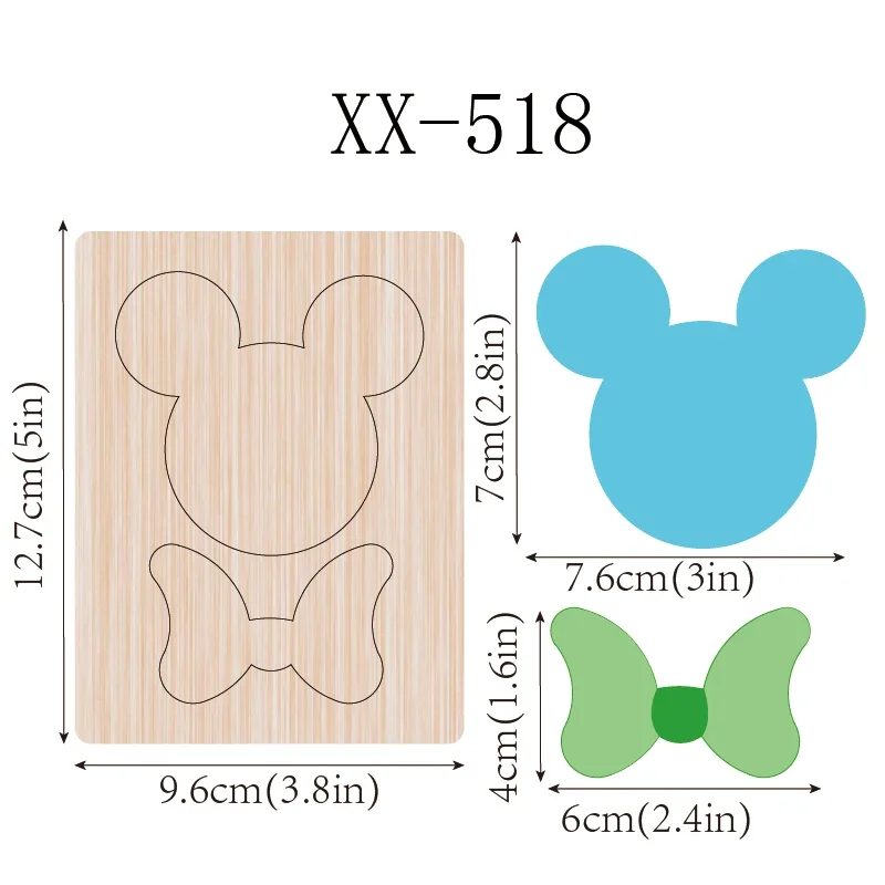 3in Bear cat Nurture love Scrapbook Wooden Cutting Dies for Christmas, Suitable for Most Machines, 2.5 Different Sizes, 1 Pc