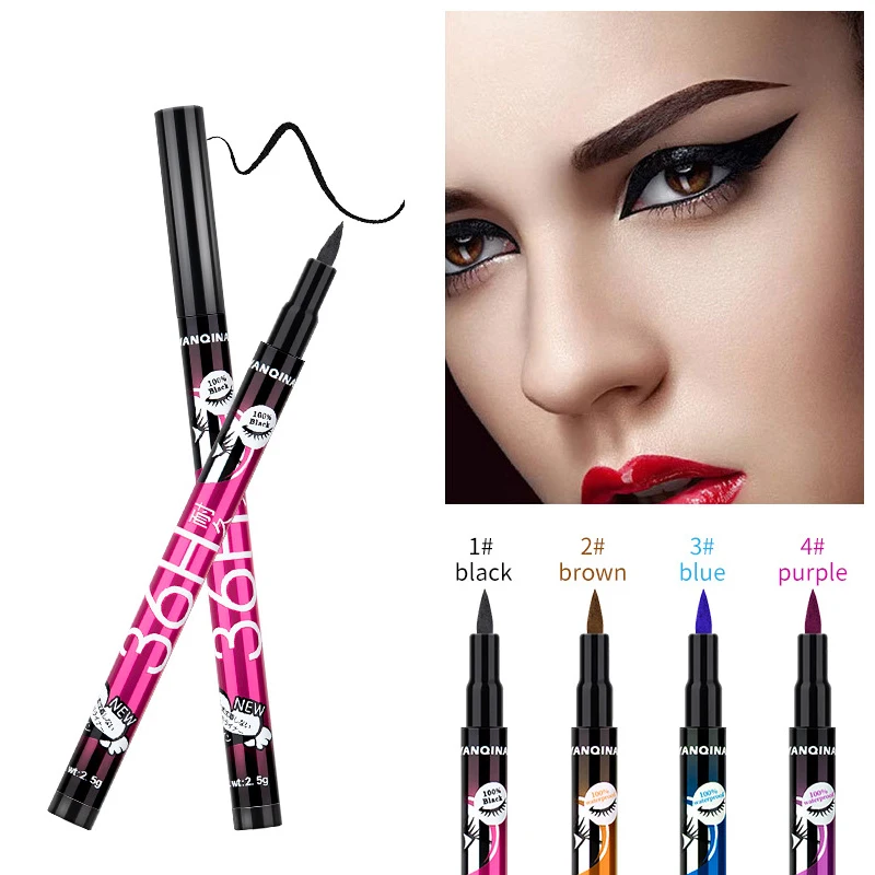 Waterproof Eyeliner Pencil 36H Long-Lasting Liquid Eye Liner Pen Black Liquid Eyeliner Quick-Dry No Blooming Cosmetics Tool