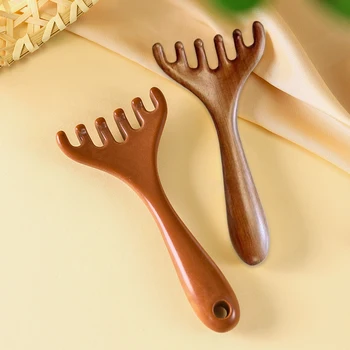 머리 관리 빗 자오선 마사지 빗, 6 발톱 구아샤 스크래핑 마사지기, 넓은 치아 얼굴 구아샤 스크래핑 바디 마사지 케어 