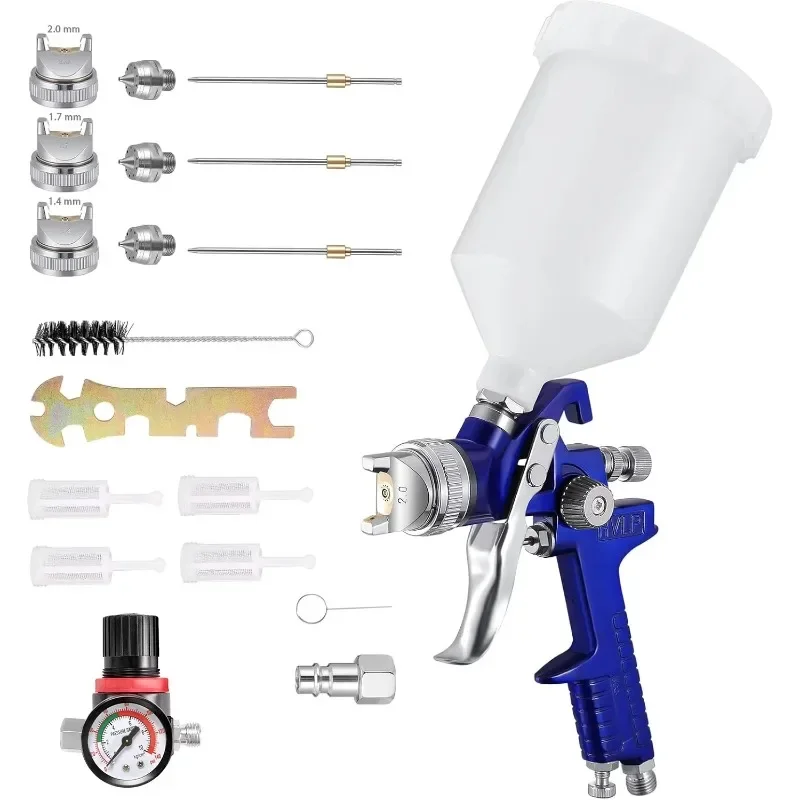 600ml with Flow Control & Air Pressure Regulator, High Atomization for Wall Car Art Painting