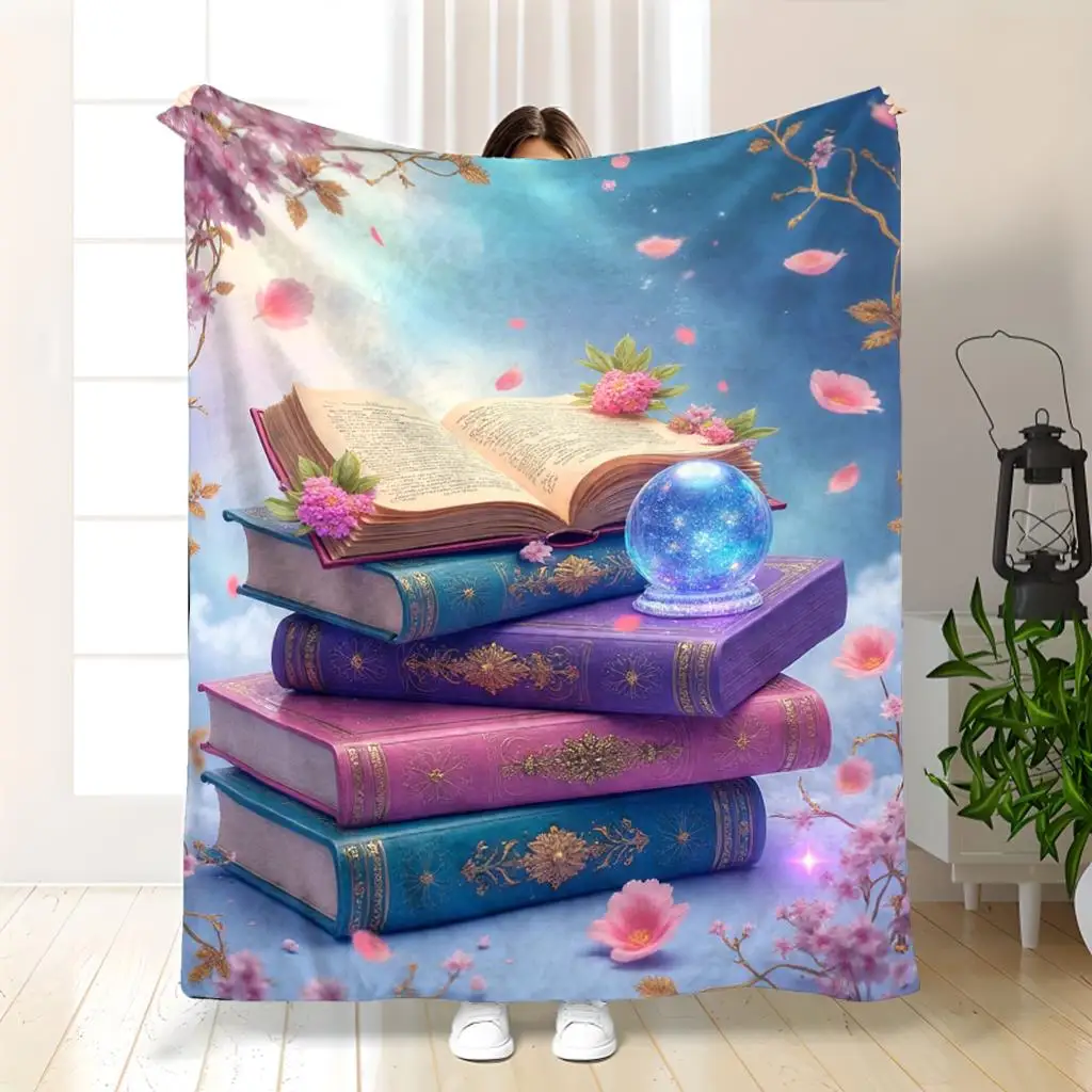 Cozy Dreamy Floral Book Lover Blanket Throw 150x200cm Magical Galaxy Print Cottagecore Aesthetic Bed Decor Gift