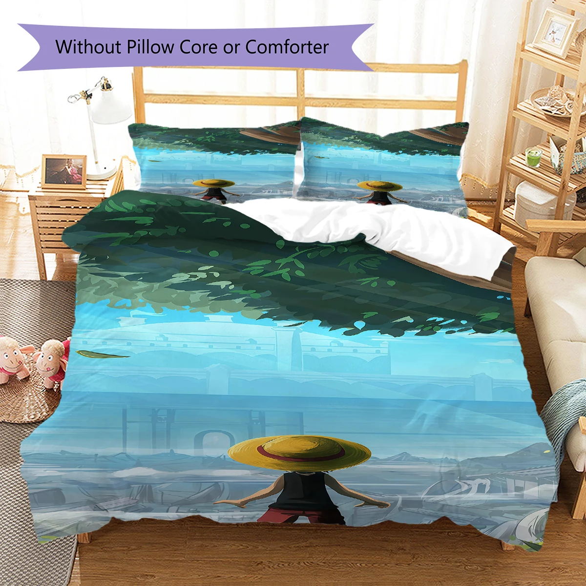 Digital Print Luffy D Duvet Cover, 3 Pieces Bedding Set, No Core, Various Sizes Available -HYQ51