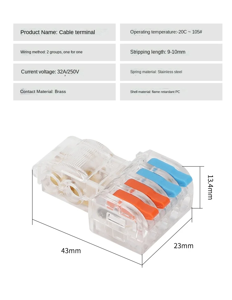 T-förmige elektrische Kabelverbinder, Schnellverbinder, Crimpklemmen, Lampenblock, allgemeine elektrische Steckverbinder – Detail 8