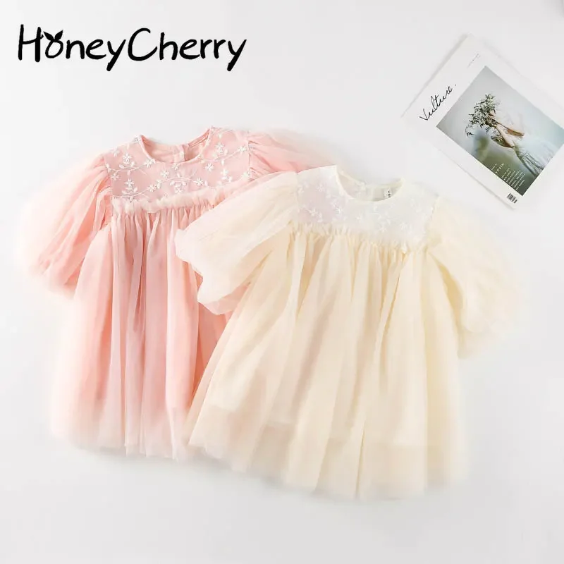 HoneyCherry Girls Lace Princess Dresses Spring New Girls Puffy Lace Dresses Flower Girl Dresses