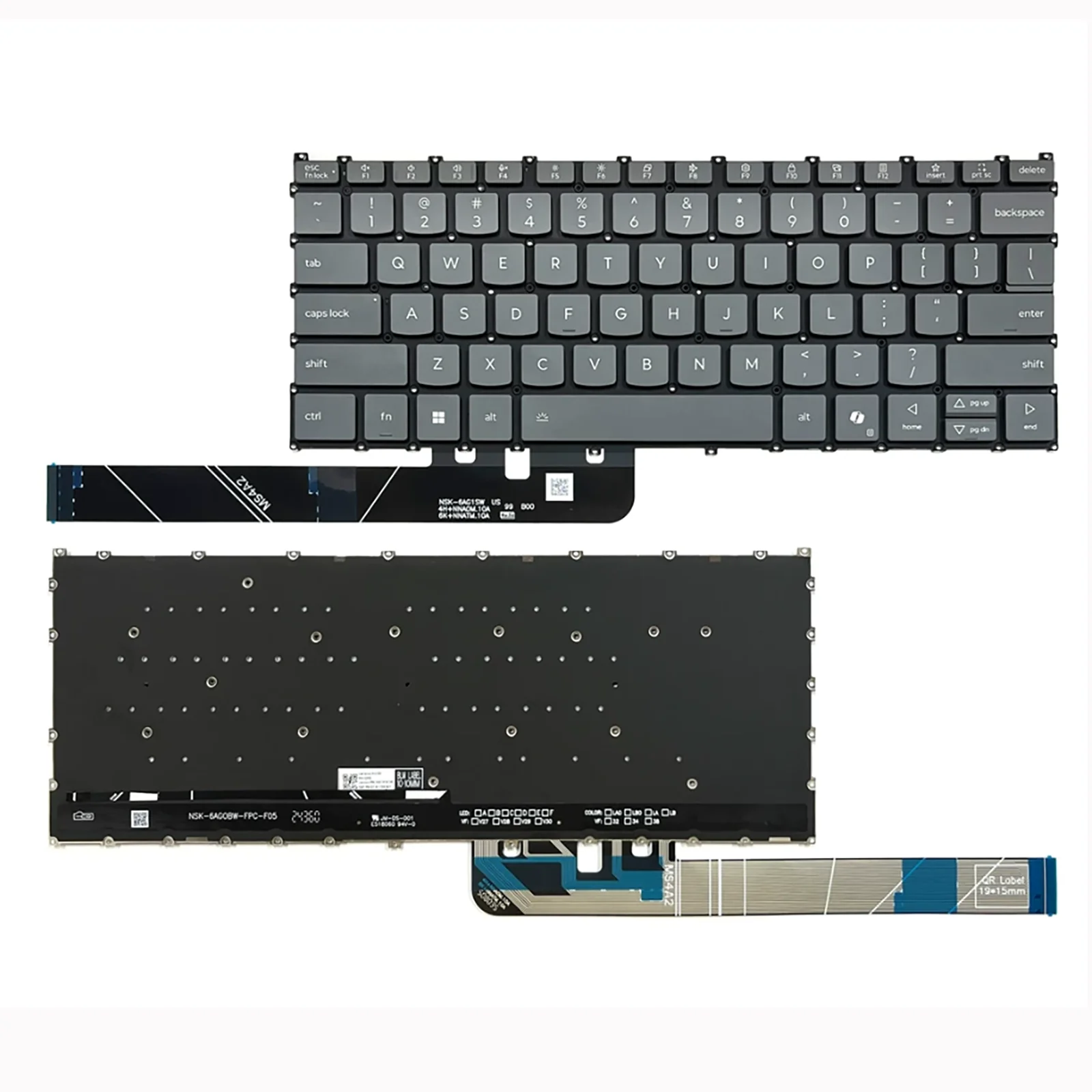 Teclado para Portátil Lenovo IdeaPad Slim 3 14IRH10, Slim 3 IRU10, Slim 3 ARP10, Slim 3 AHP10, Distribución de Teclas Estadounidense