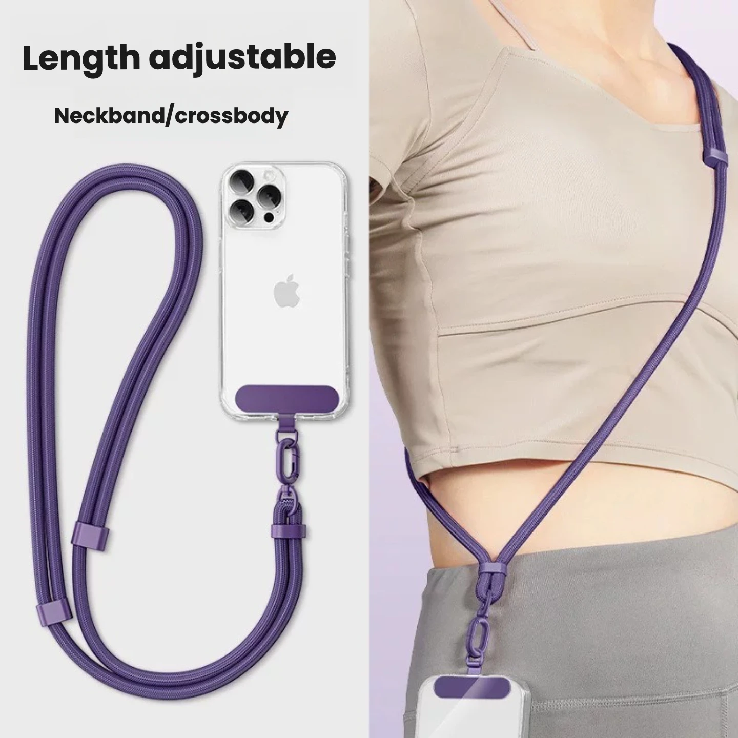 Premium 2-in-1 Outdoor-Handy-Lanyard: Verstellbarer Umhänge-/Halsgurt mit sicherem Metallanker – Anti-Verlust-Schulter-/Halskette – Detail 3