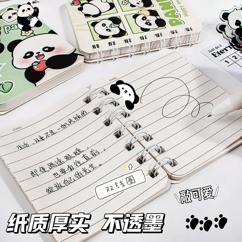 1Pc A7 Cute Cartoon Panda Coil Book Student Portable Pocket Mini Notepad Loose-leaf Notebook Daily Planner Kawaii Kids Journals