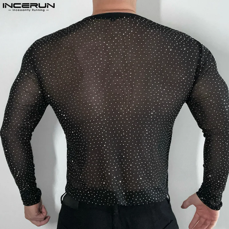 2025 INCERUN الرجال س الرقبة بسيطة محبوك تي شيرت عادية تركيب جيد فلاش تصميم Camiseta وسيم النمط الأمريكي بلوزات أنيقة
