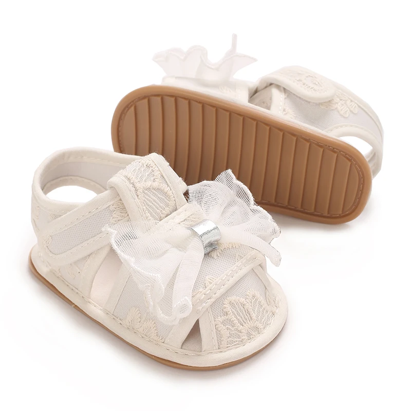 Summer girl baby sandals 0-1 year old baby walking shoes sweet princess shoes breathable toe wrap non slip soft sole