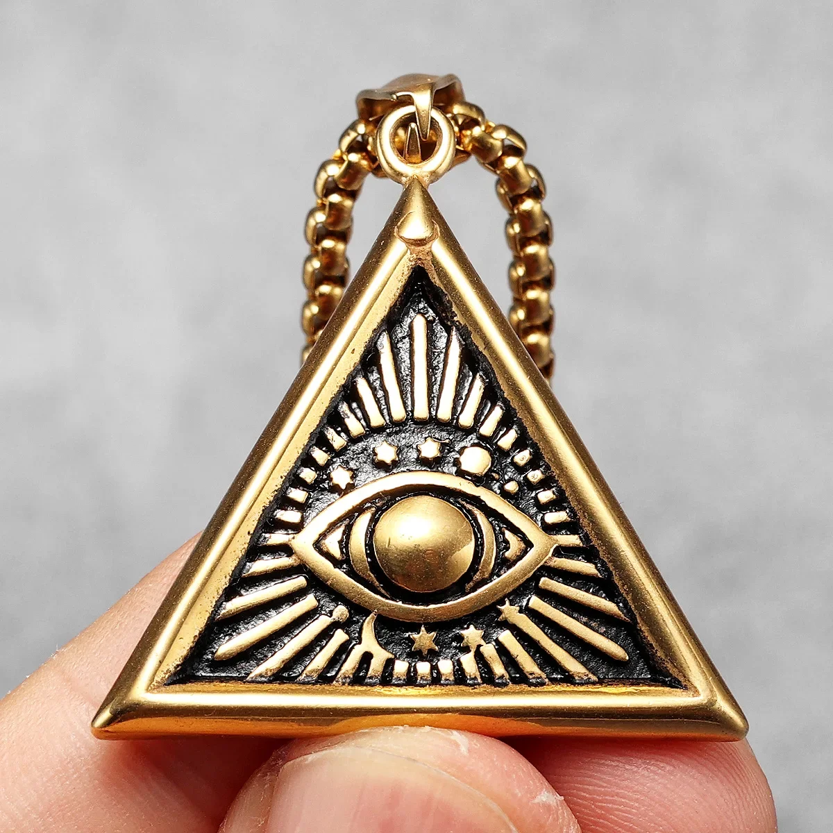 Masonic Illuminati Eye Amulet Men Necklaces Stainless Steel Pendants Chains Women Jewelry Cool Male Accessories Gifts Wholesale
