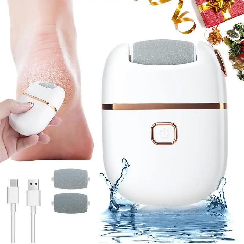 New Rechargeable Electric Foot File, Dead Skin Remover w Replaceable Sandpaper Cores, Portable Home Pedicure Care Tool