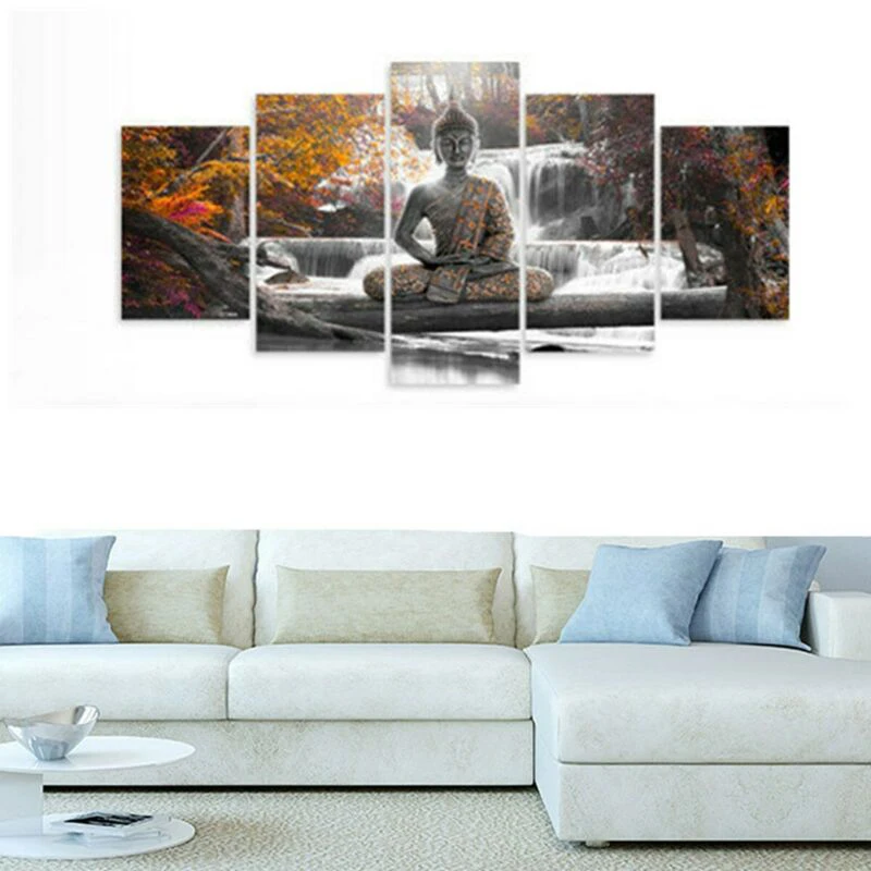 

Modern Picture Art Buddha Wall Art Home Decoration 5-piece Art Set Calming Landscape Painting For Bedroom For Living Room