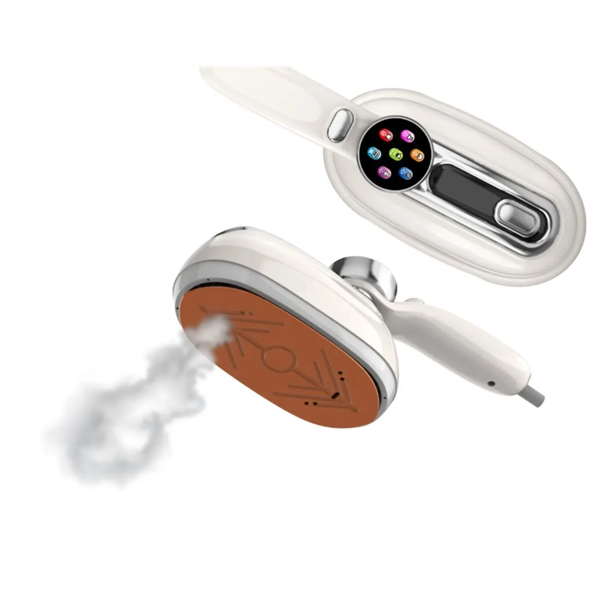 Industrial Tools Mini Steam Iron, with LCD Display, Intelligent Fabric Mode Adjustment Knob, 160ml Water Tank EU Plug