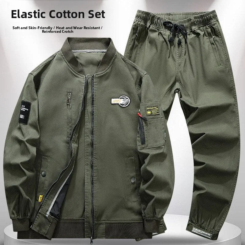 

Men's Work orm Set Spring Autumn Cotton Elastic Camouflage Workwear Resistant Dir Construction Labor Protection Clothes...