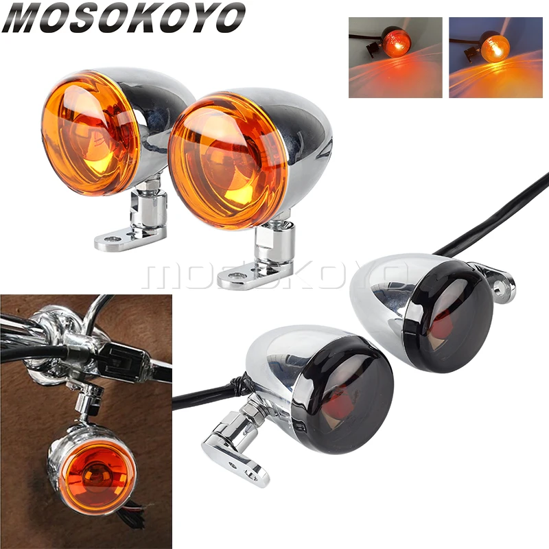 Front Turn Signals Bullet Indicator Light For Harley Dyna Softail Low Rider FXRS FXLR FLSTS Heritage Springer Sportster Custom