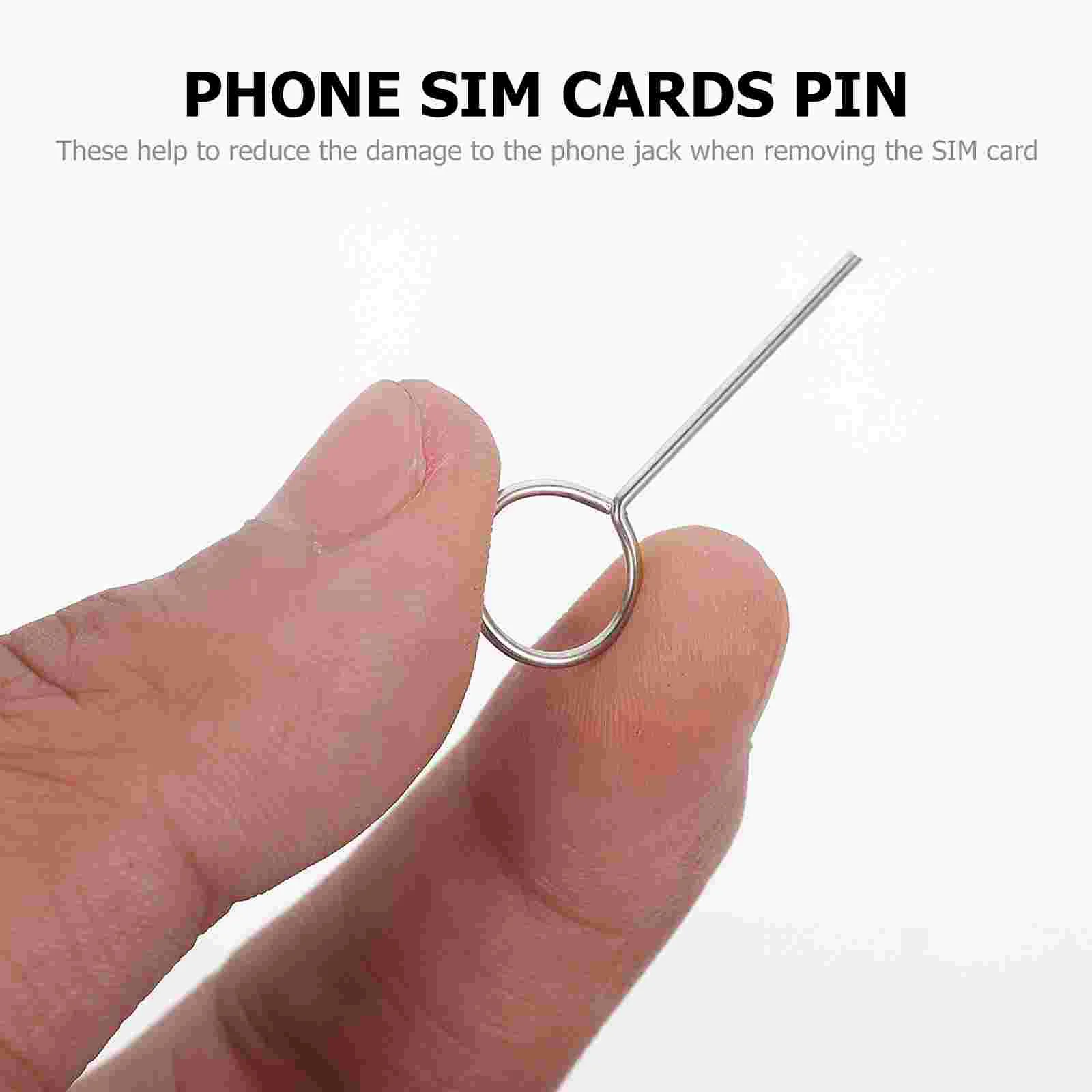 100 Pcs Mobile Phone Card Remover Cell Phones Useful Removers SIM Cards Pin Disassembler Ejector Stainless Steel Opener Needle