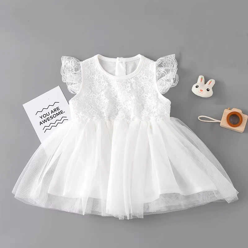 

Summer Lace Flowers Baby Girl Dress Flying Sleeves Princess Evening Dresses for Toddler Girls Birthday