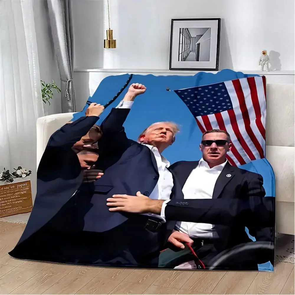 Waving Fists Printed Blanket Picnic Blankets Donald Trump Warm Blanket Soft and Comfortable Blanket Home Travel Gift Custom