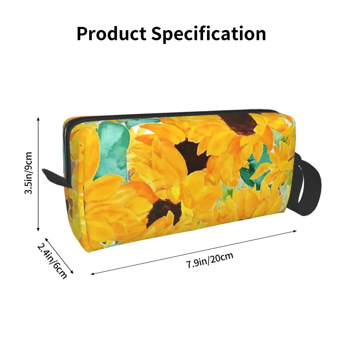 Sunflower Vibrant Yellow Floral Pencil Case for Boys Girls Pen Box Pencil Bag Stationery Supplies Travel Women Cosmetic Bag
