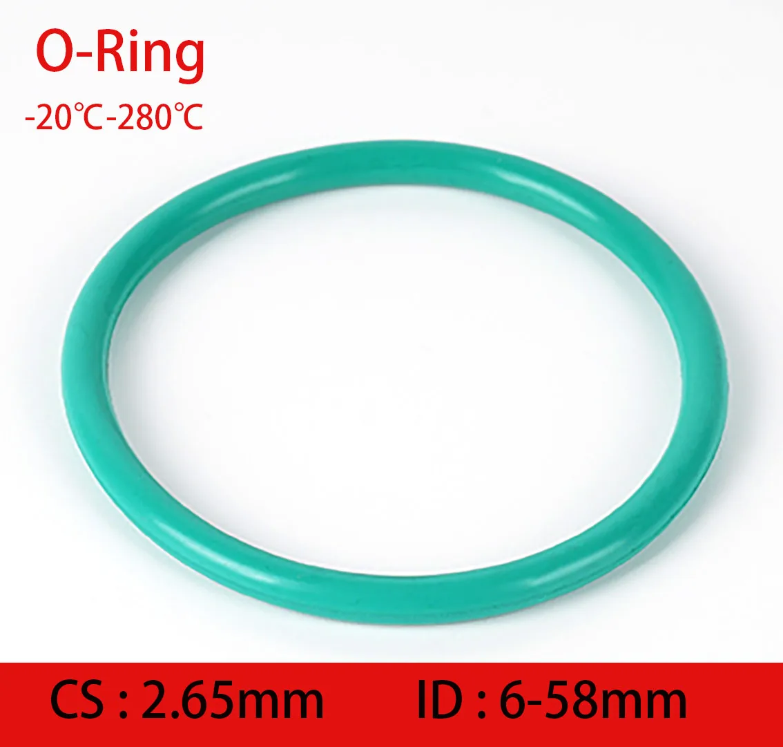 CS 2.65mm green NBR Rubber O-Ring Gasket ID 6-58mm Fluororubber O-Rings Sealing Gasket Oil Resistant Acid & Alkali Resistant