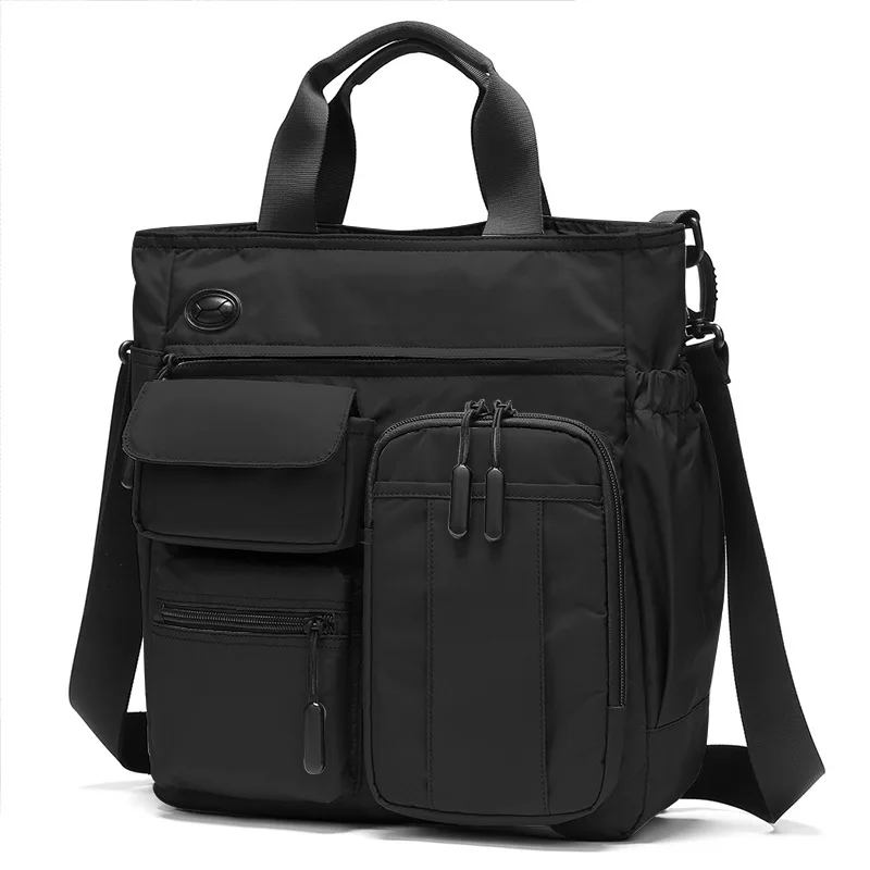 Men Multifunction Shoulder Messenger Bag Headphone Hole Waterproof Nylon Travel Handbag Large Business Storage Sling Bags