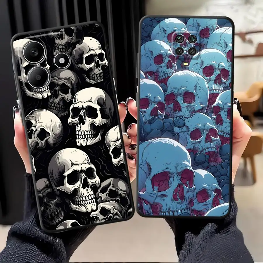 

Чехол для телефона с рисунком черепа для Xiaomi Redmi Note 11s 12s 7 8 9 11 10S 9S 13 Pro Plus 14 10 12 Pro