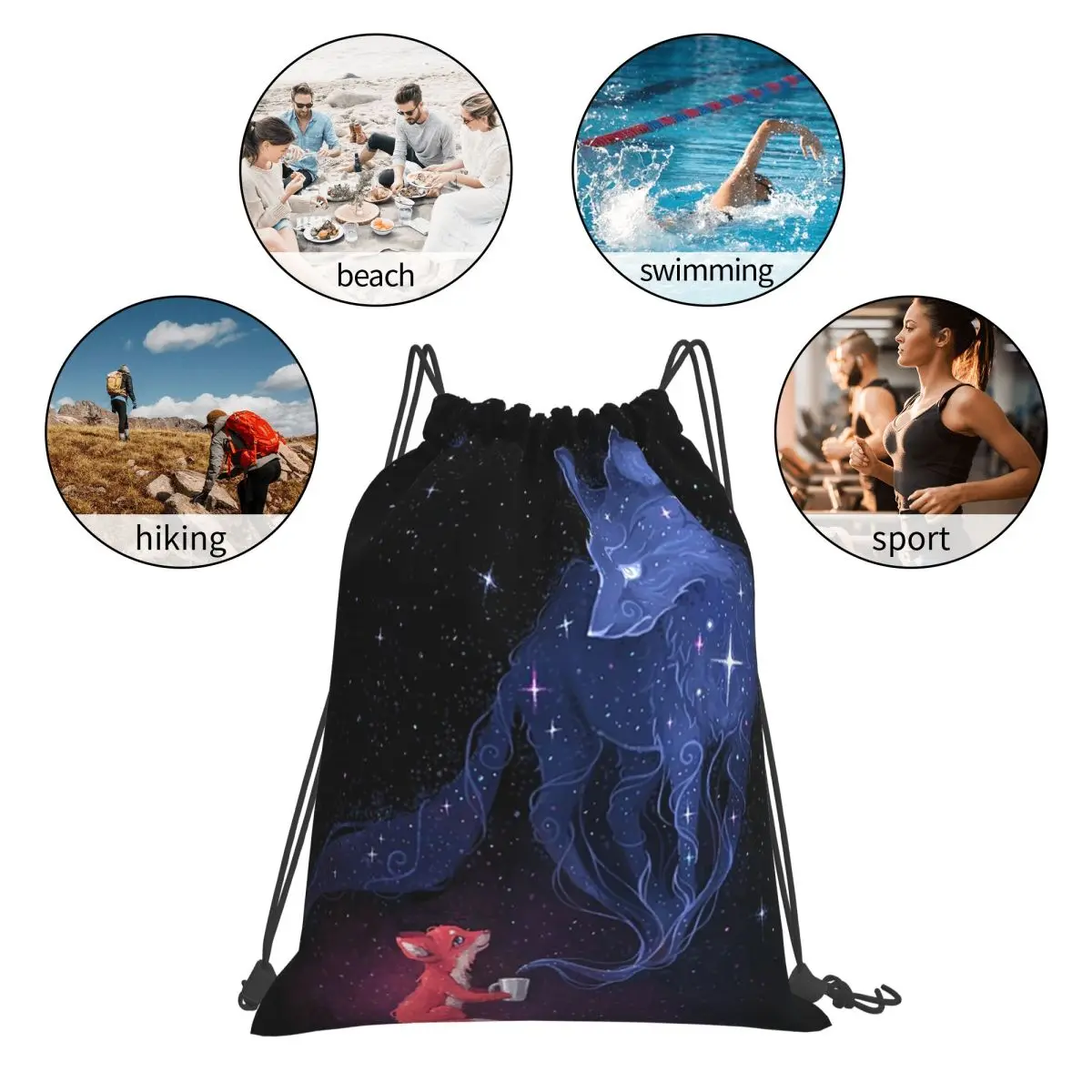 Celestial Backpacks Fashion Portable Drawstring Bags Storage Bag Book Bags For Man Woman Students