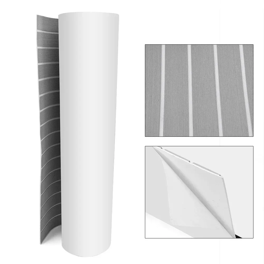 

L # Marine Boat Flooring Mat EVA Foam Yacht Teak Decking Sheet Carpet Pad 90*240cm EVA RV Anti-Skid Pad (light Gray+White)