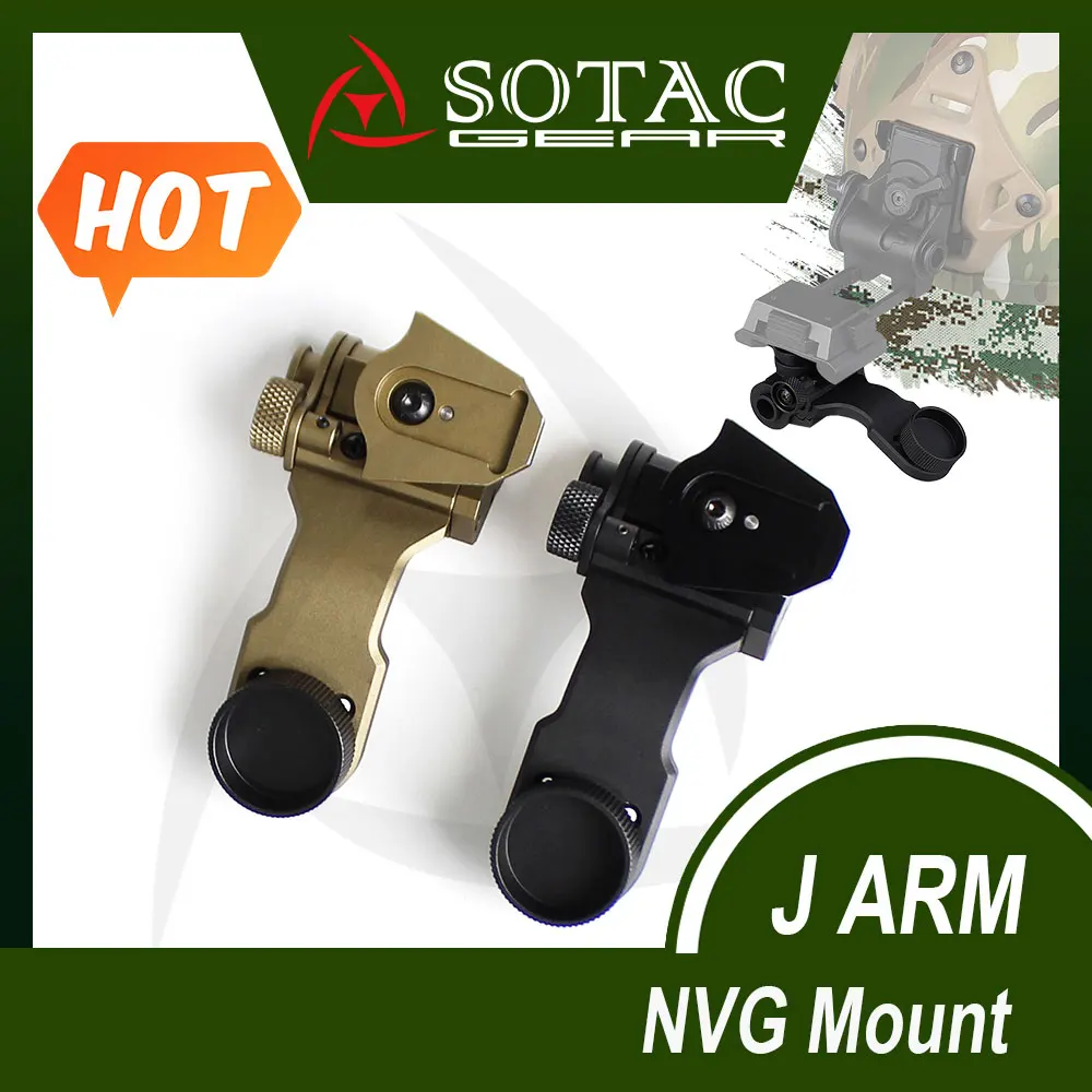 SOTAC Tactical Metal J Arm NVG Mount Helmet Bracket Adapter PVS-14 Standard Night-vision Goggles fit L4G24 Dovetail PVS 14 Acces