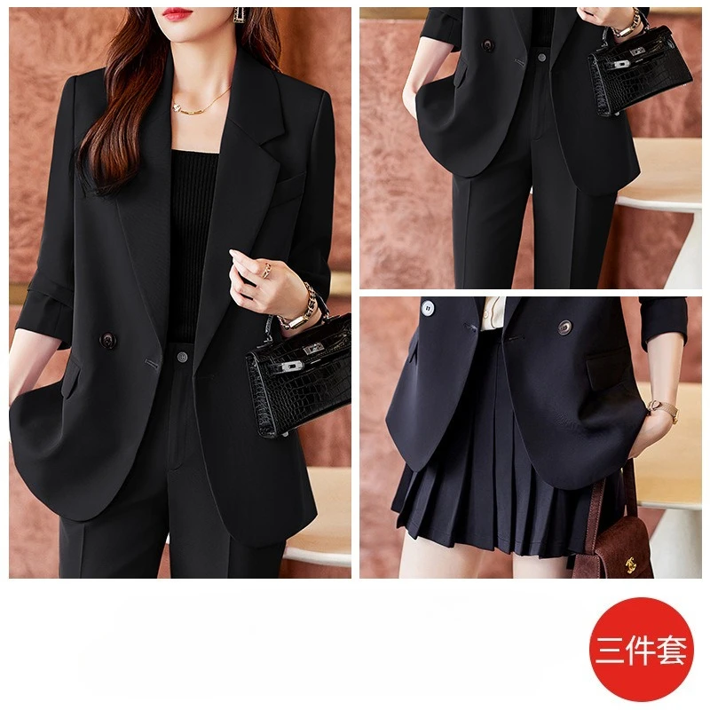 

Костюм-тройка Dragon Fruit Blazer для женщин: весенне-осенний, высококачественный, повседневный, в стиле «Муза», для деловых встреч и офиса