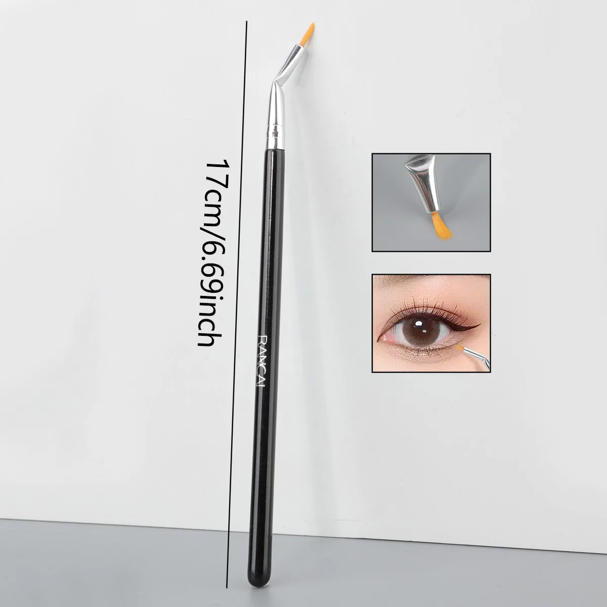 Winkel-Make-up-Pinsel. Eyeliner mit einem Formen. Sleeper. Eyeliner-Pinsel. Concealer mit Ellenbogendetail bis zum Zerreißen. Eyeliner-Pinsel