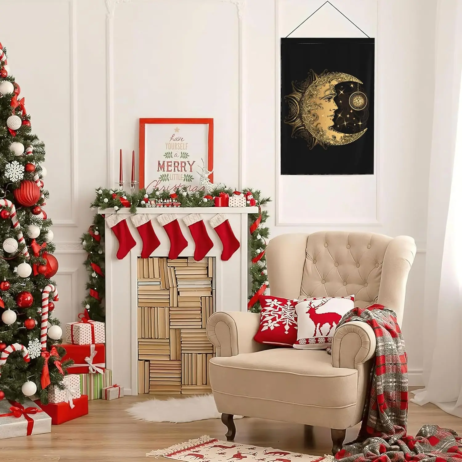 Moon Sun Garden Flag 12x18 Inch Golden Moon Sun Decorative Flag Small Vertical Double Sided Holiday Farmhouse Seasonal Decor GGX