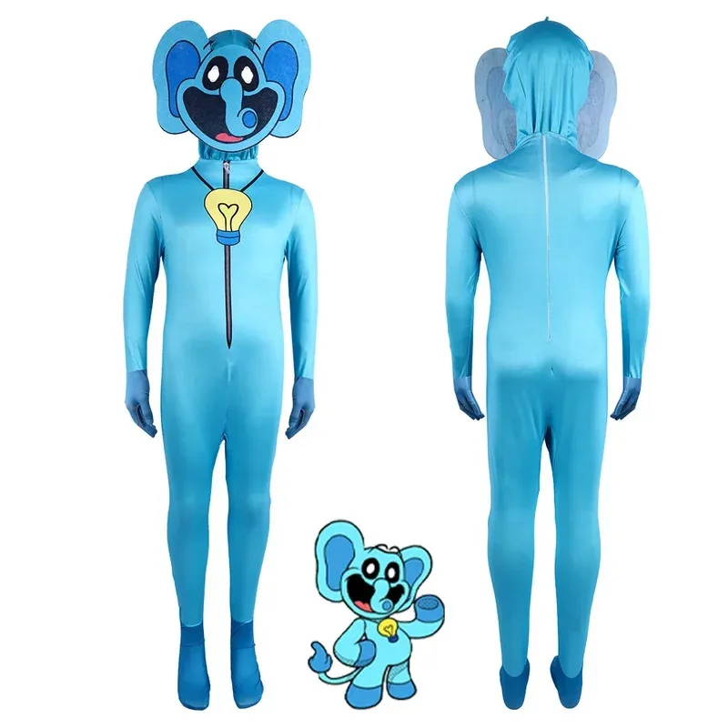 Kostum Anak-anak Cosplay Poppy Critters Tersenyum Bodysuit Halloween Biru Bodysuit Pesta Pertunjukan Liburan Permainan Anak-anak