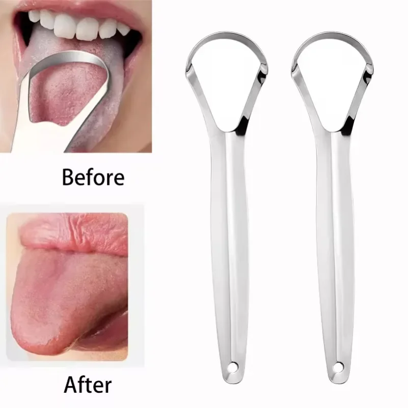 Stainless Steel Portable Tongue Scraper Tongue Cleaner Tool Daily Oral Hygiene Care Accessory For Tongue Coating Cleaning