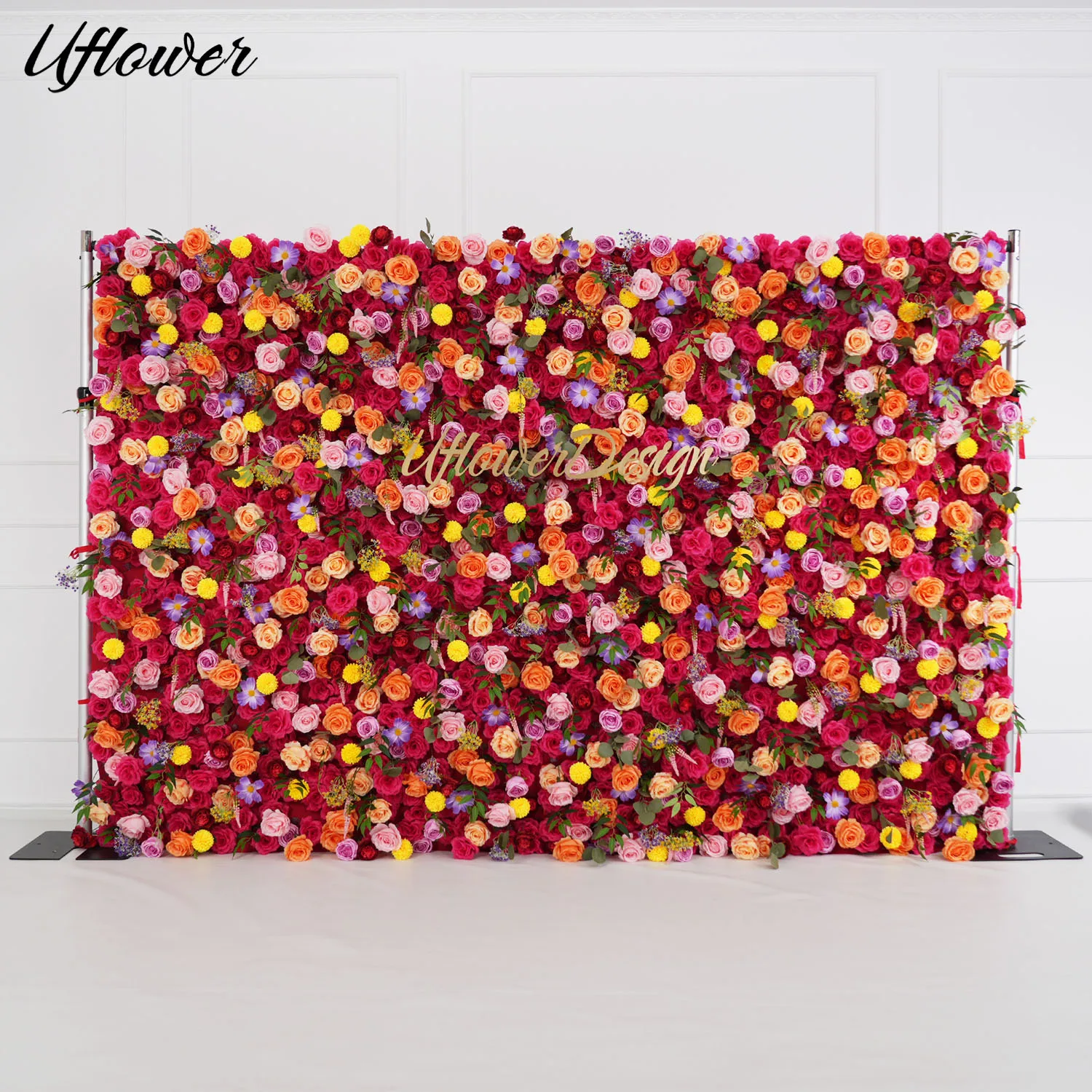 Uflower Silk Roses Flower Wall Decor Flower Board Artificial Flowers Birthday Wedding Wall Decor Stage Party Arch Background 