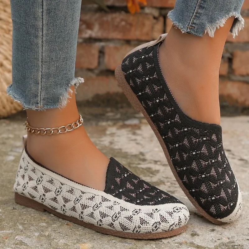 New Hot Mesh Breathable Flats Women's Outdoor Soft Shoes Ventilate Lace Leisure Loafers Mom Shoes Comfort Casual Light Sneakers