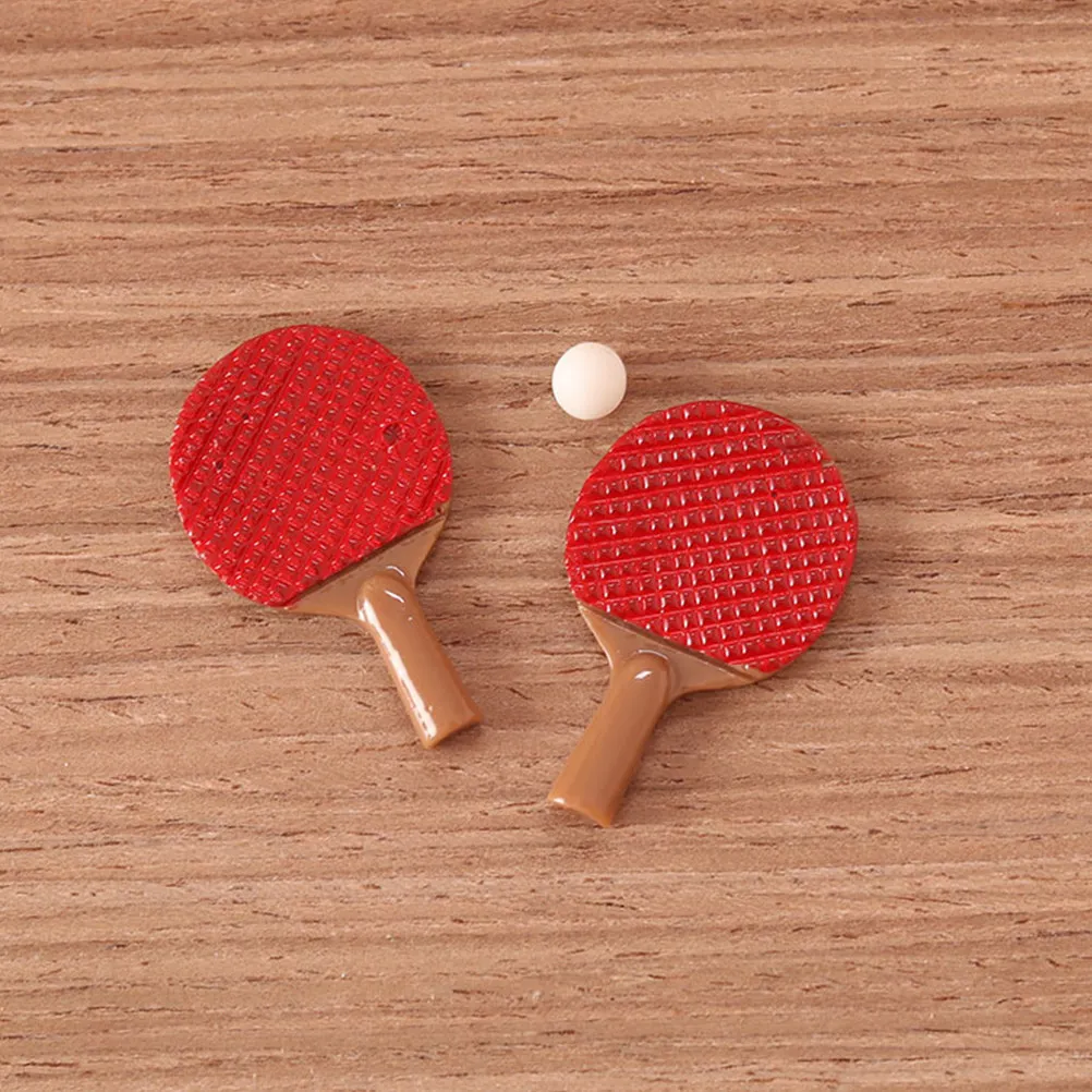 2Sets Mini Table Tennis Bat Set Realistic Mini Sports Equipment Dollhouse Supplies Ornament Small Photo Props Small Photo Prop