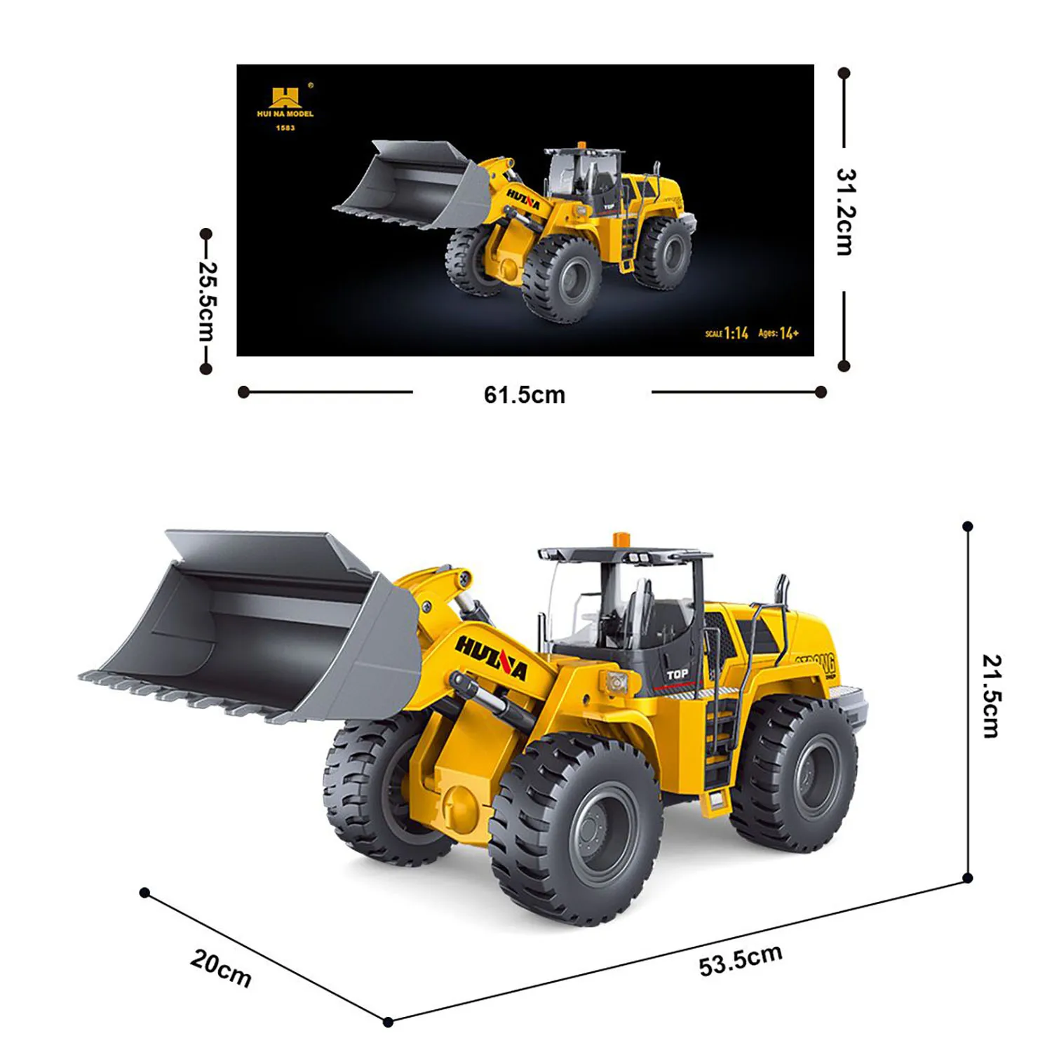 

New RTR HUINA 1583 1/14 Scale RC Remote Control Truck Loader Cars with Lights Sound 2.4GHz Outdoor Toys Boys Gift